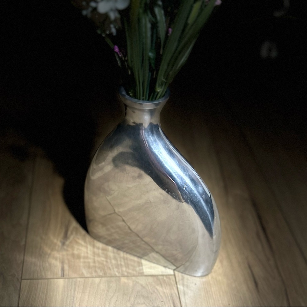 Elegant Vintage Silver Tone Metal Vase